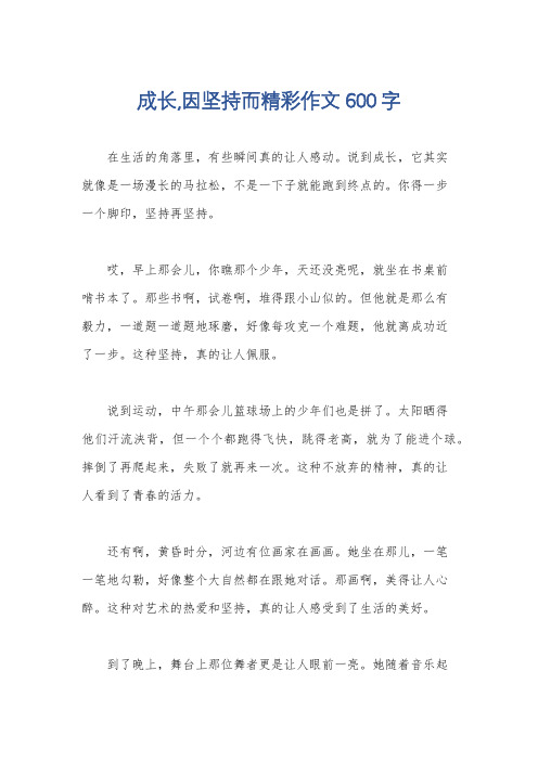 成长,因坚持而精彩作文600字