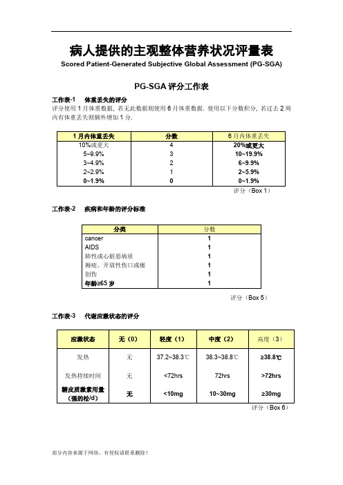 营养评定量表PG-SGA