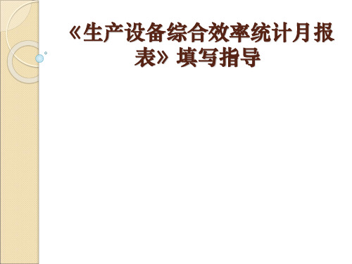 生产设备综合效率统计月报表》填写指导  21