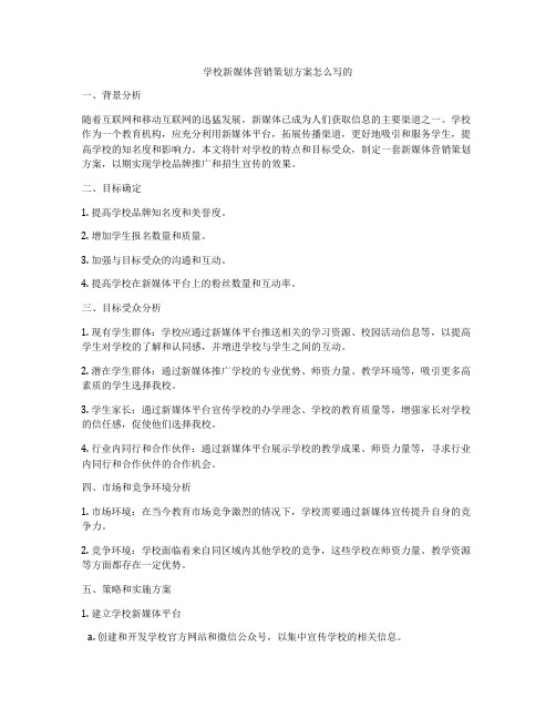 学校新媒体营销策划方案怎么写的