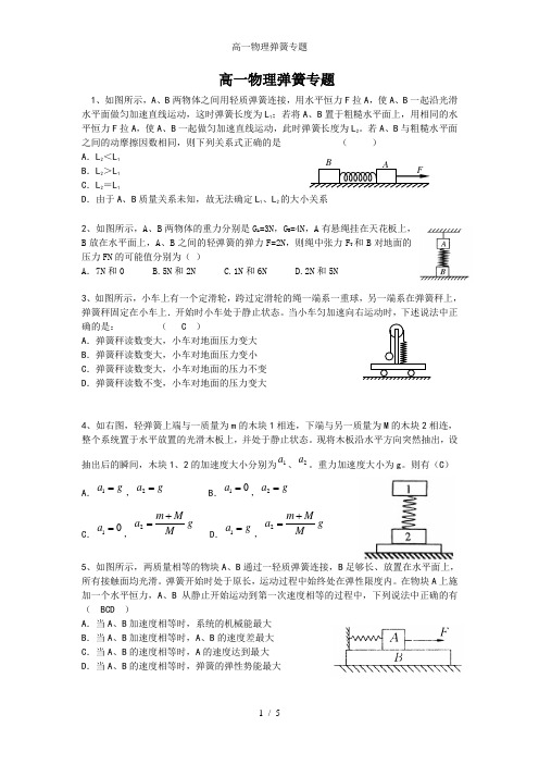 高一物理弹簧专题