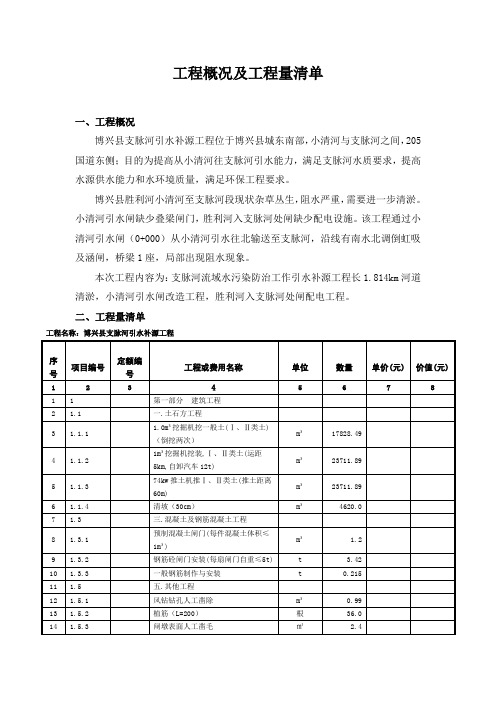 工程概况及工程量清单