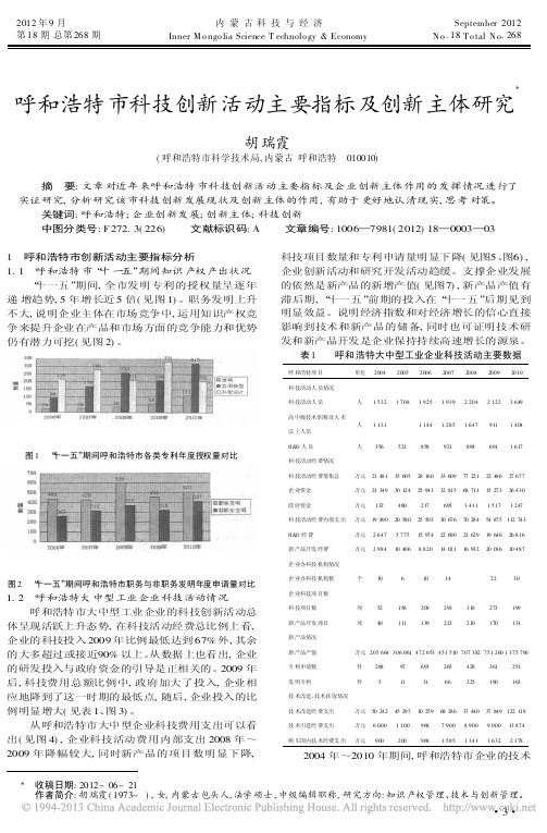 呼和浩特市科技创新活动主要指标及创新主体研究胡瑞霞