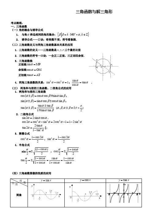 安徽省宿州市教研室2019届高三数学总复习特色原创专题：三角函数与解三角形(含答案)