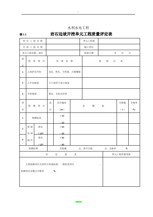 水利水电工程施工全表格2016最新