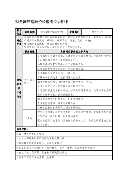 3.财务副经融资经理岗位说明书