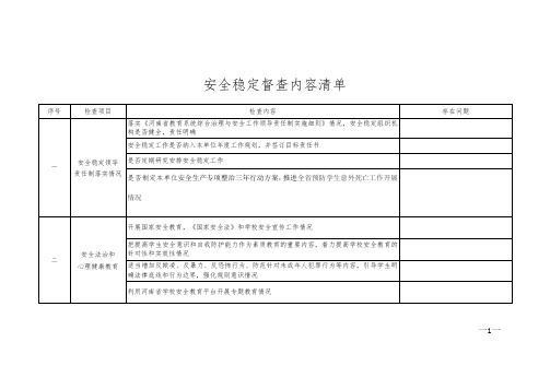 安全稳定督查内容清单