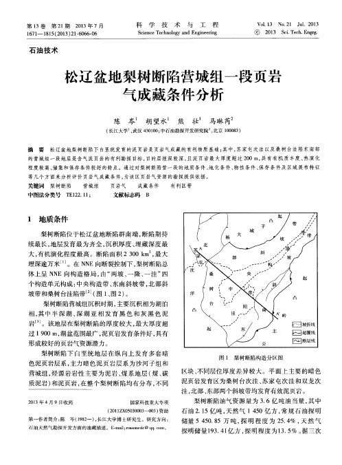 松辽盆地梨树断陷营城组一段页岩气成藏条件分析