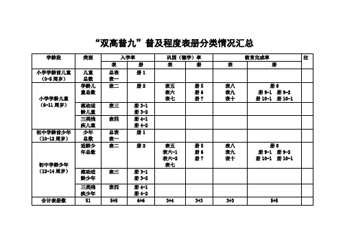 双高普九表册汇总及说明