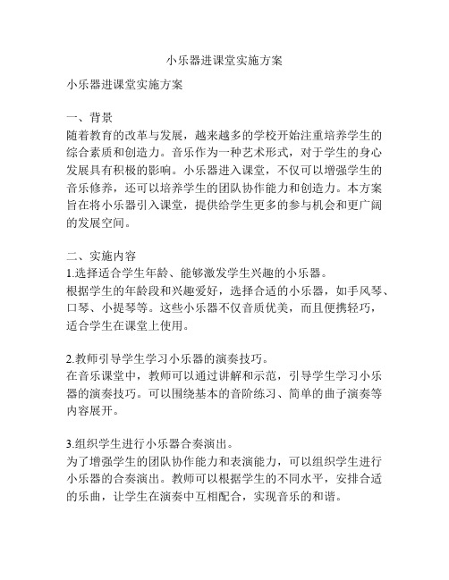 小乐器进课堂实施方案