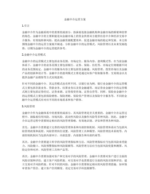 金融中介运营方案