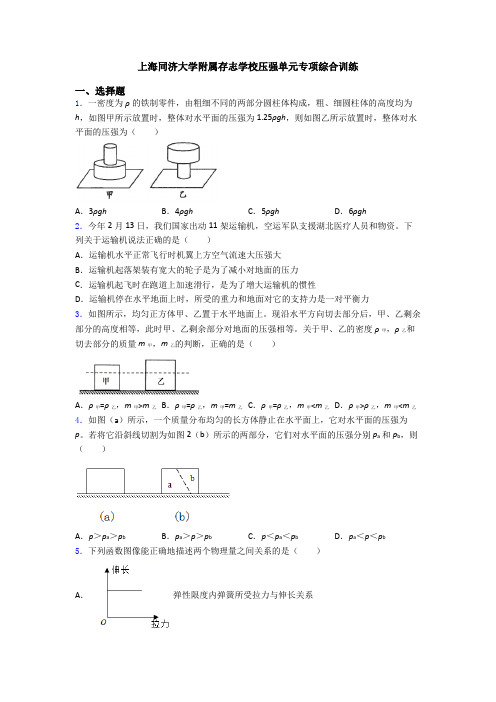 上海同济大学附属存志学校压强单元专项综合训练