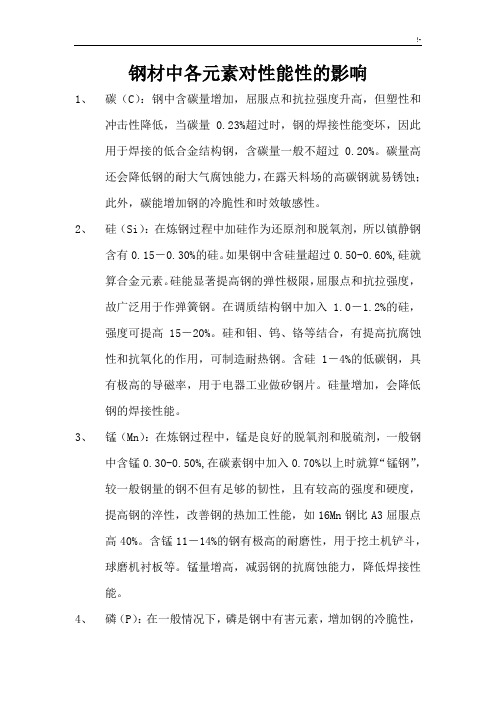 钢材中各元素对性能性的影响