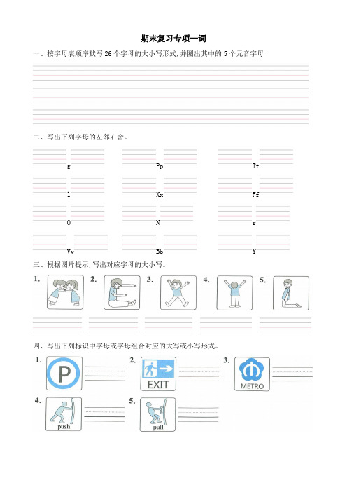 译林三年级上册期末复习专项--词