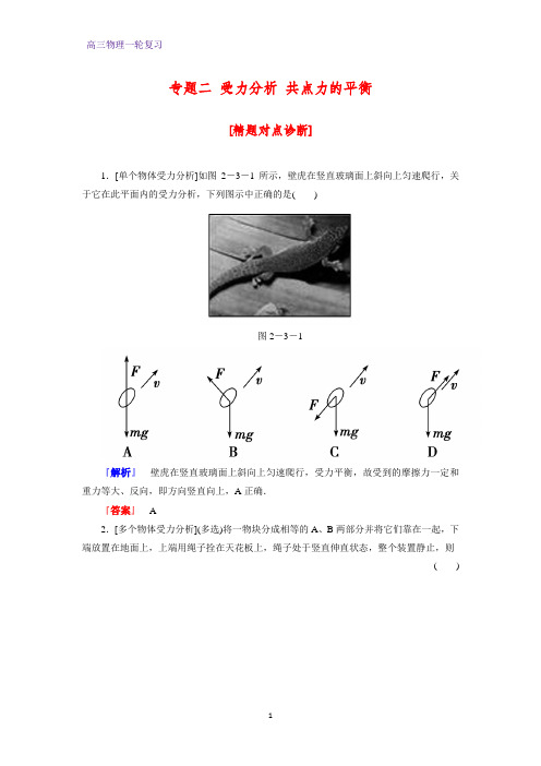 高三物理一轮复习优质学案1：专题二受力分析 共点力的平衡