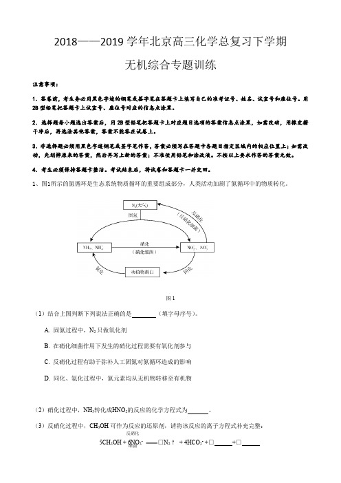 2018——2019学年北京高三化学总复习下学期(无机综合专题训练)