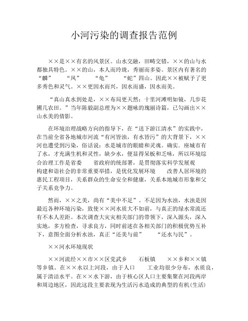 小河污染的调查报告范例