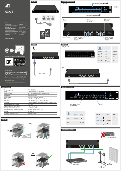 Sennheiser ACA 3 快速使用指南说明书