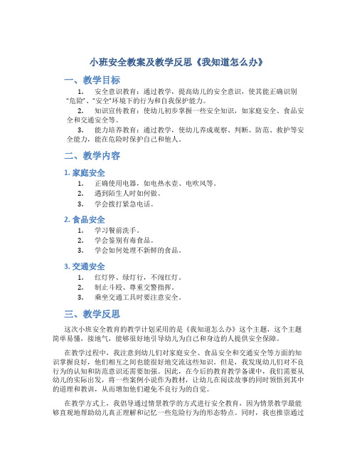 小班安全教案及教学反思《我知道怎么办》