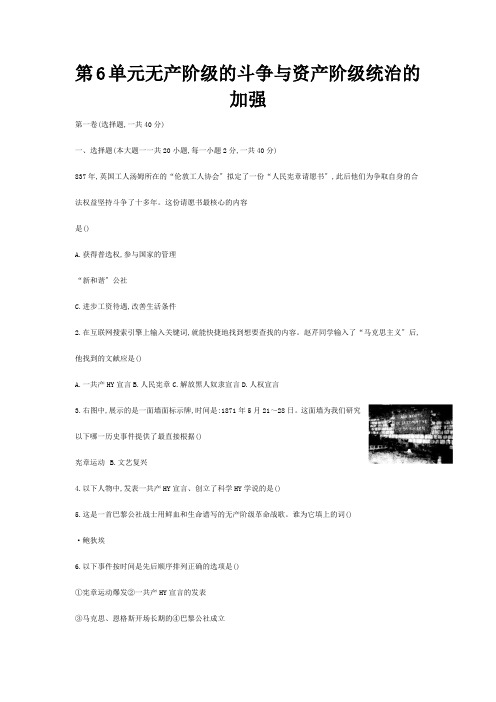 九年级历史上册第6单元无产阶级的斗争与资产阶级统治的加强单元