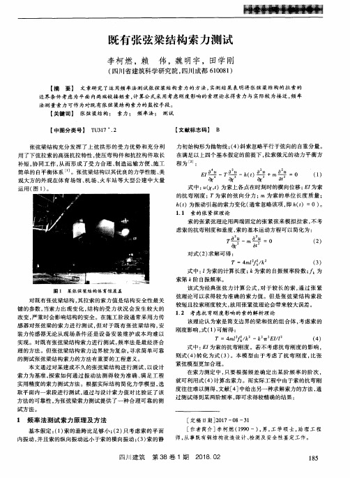 既有张弦梁结构索力测试