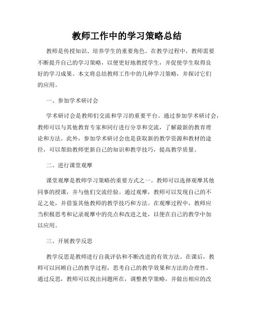 教师工作中的学习策略总结