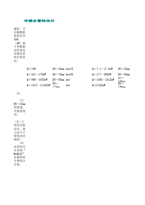 冷凝水管径的计算