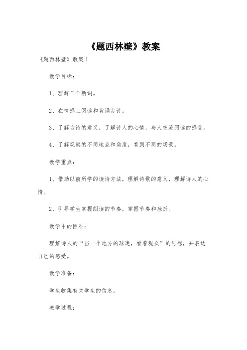 《题西林壁》教案