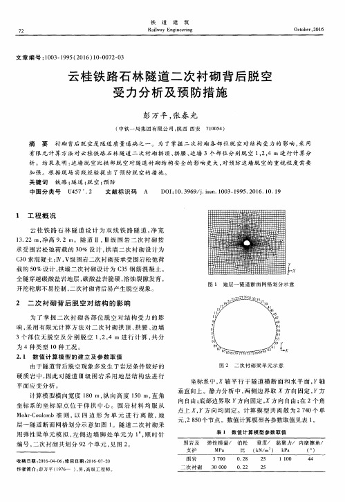 云桂铁路石林隧道二次衬砌背后脱空受力分析及预防措施