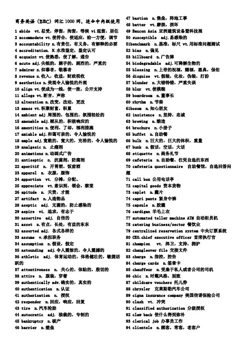 商务英语词汇1000词