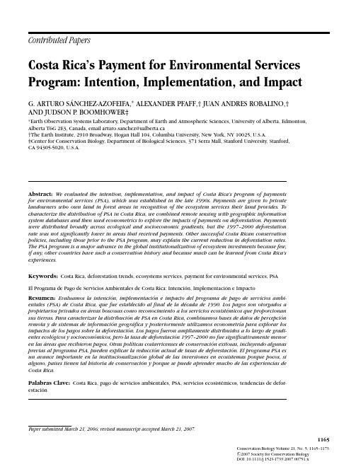 Costa Rica’s Payment for Environmental Services