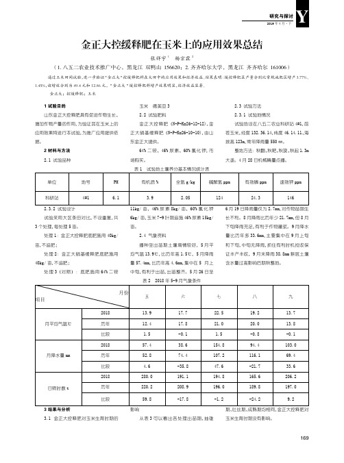 金正大控缓释肥在玉米上的应用效果总结