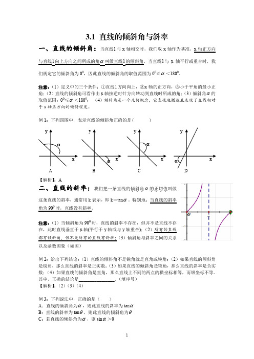 必修二直线的倾斜角与斜率讲义