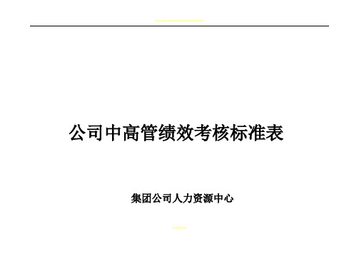 公司中高管绩效考核标准表汇总