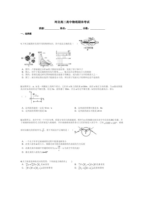 河北高二高中物理期末考试带答案解析
