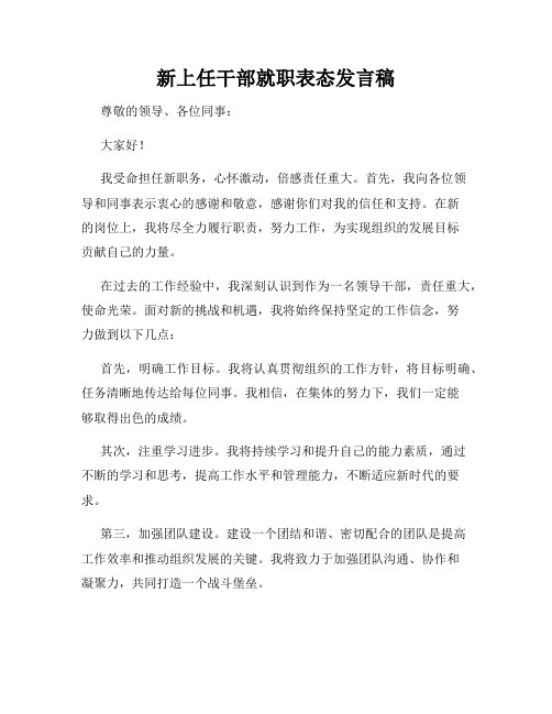 新上任干部就职表态发言稿