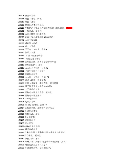 2016年大张伟节目汇总