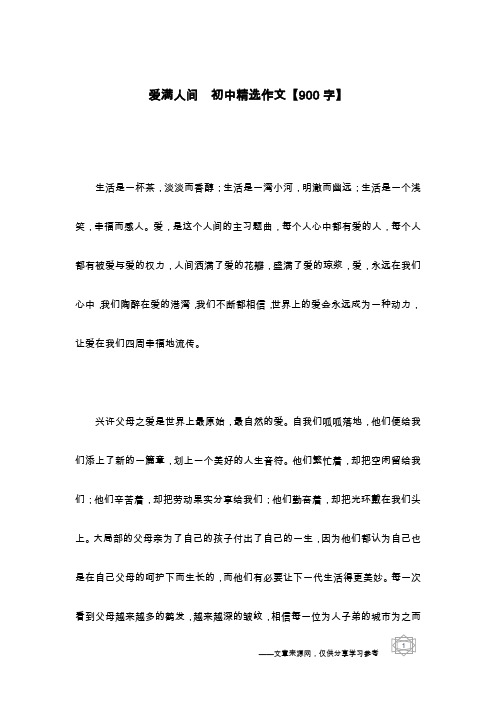 爱满人间  初中精选作文【900字】