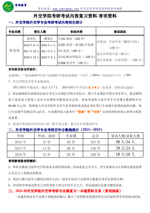 外交学院考研考试内容复习资料-育明资料