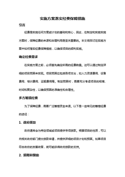 实施方案落实经费保障措施