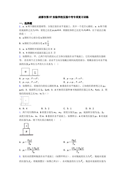 成都市第57实验学校压强中考专项复习训练