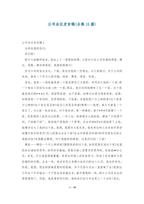 公司会议发言稿(合集15篇)