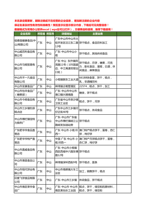 新版广东省中山饼干糕点工商企业公司商家名录名单联系方式大全17家