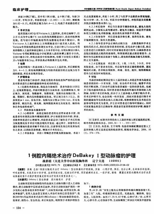 1例腔内隔绝术治疗DeBakey I型动脉瘤的护理