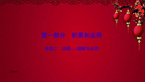 中考语文一练通 第一部分 积累和运用 专题二 词语理解与运用教学课件