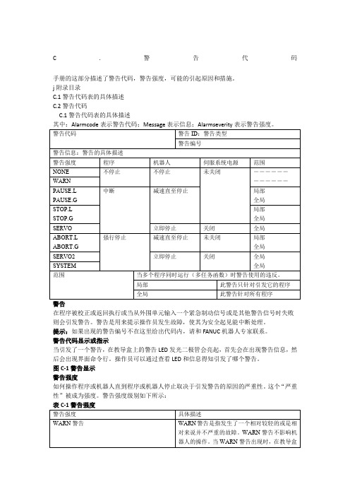 FANUC报警信息代码