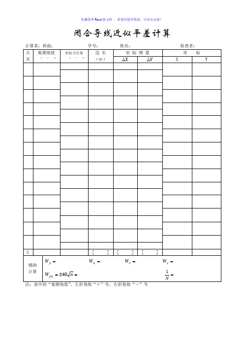 各种导线近似平差计算表Word版