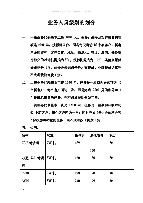 业务人员级别的划分