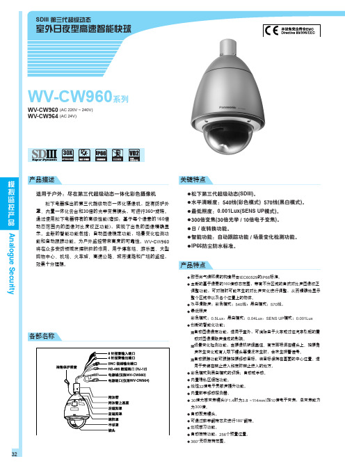 松下 WV-CW960系列摄像头 说明书