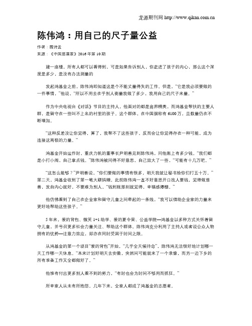 陈伟鸿：用自己的尺子量公益